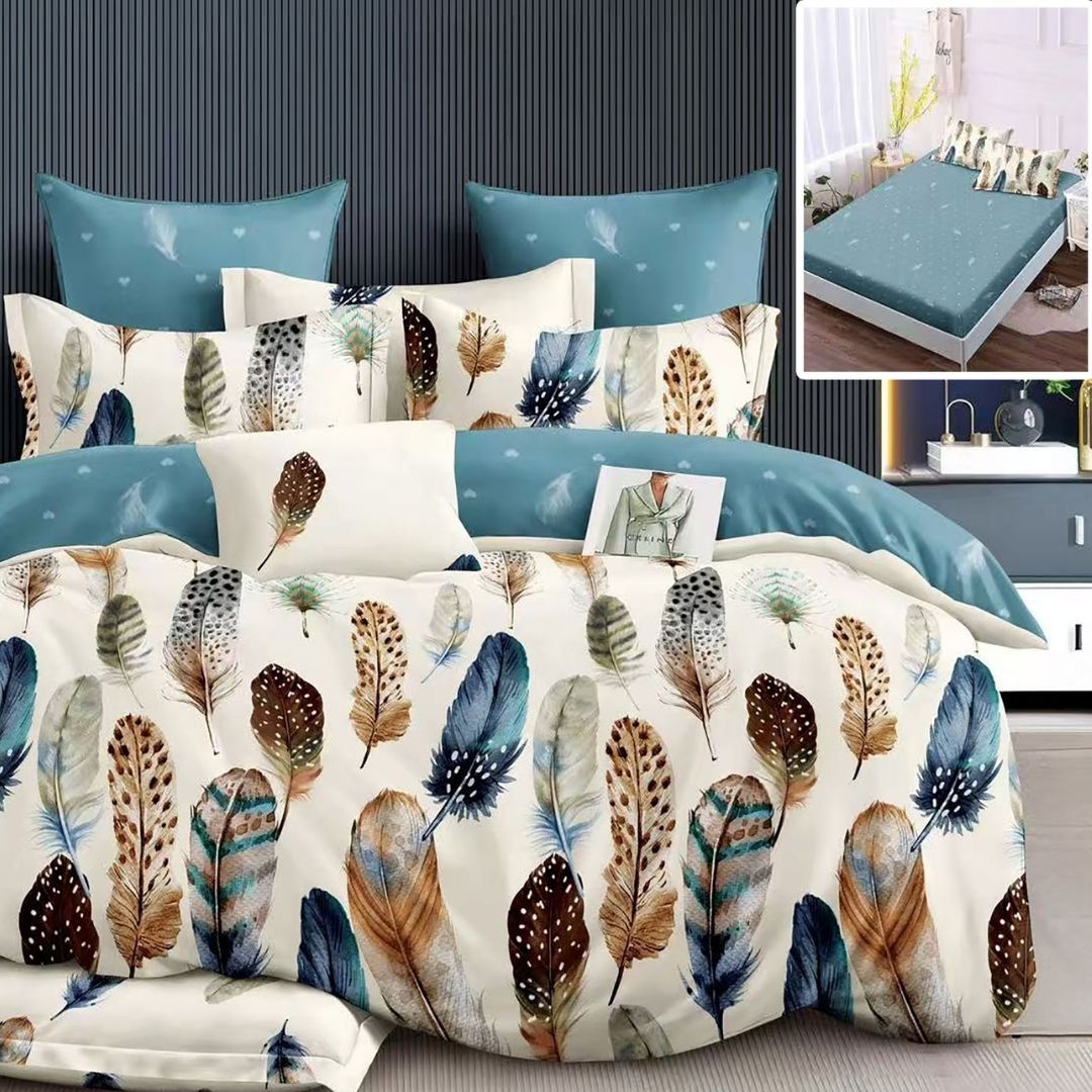 Lenjerie pat dublu Bumbac Finet Gros 6 piese Cearsaf cu elastic universal pentru saltea 160×200/180×200 cm Ralex Pucioasa KINSLEY-VH