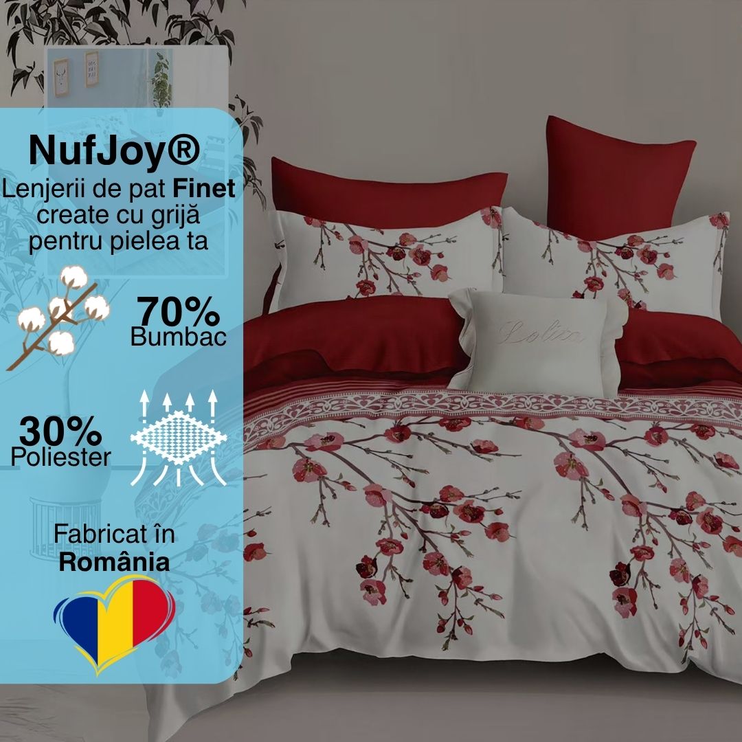 Lenjerie pat dublu Bumbac Finet Gros 6 piese Cearsaf cu elastic universal pentru saltea 160×200/180×200 cm Ralex Pucioasa  KENNEDY-VH