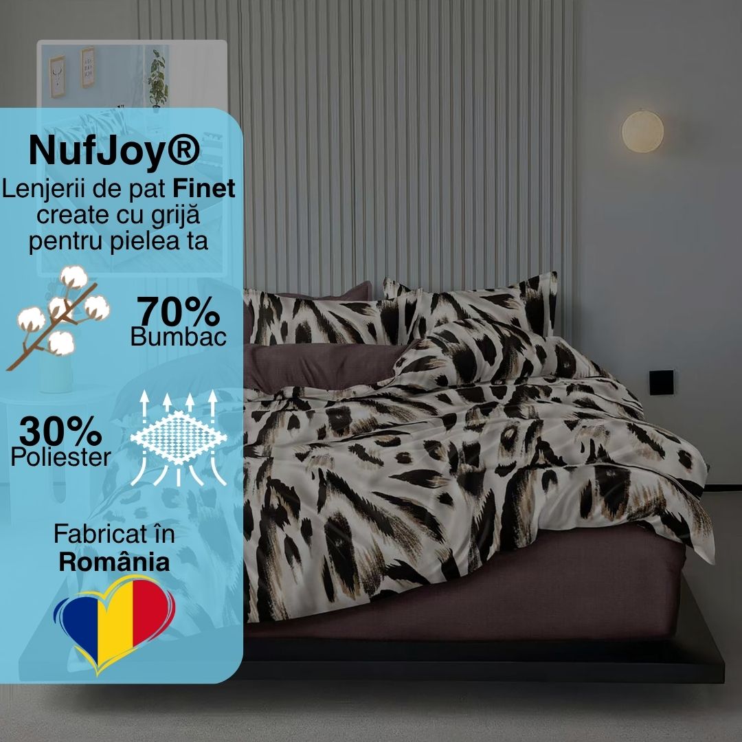 Lenjerie pat dublu Bumbac Finet Gros 6 piese Cearsaf cu elastic universal pentru saltea 160×200/180×200 cm Ralex Pucioasa ALEXIS-VH