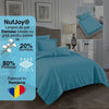 Lenjerie pat dublu DAMASC Policoton 6 piese, Ralex Pucioasa, Cearceaf cu elastic pentru saltea 160x200 cm sau 180x200 cm Bleu