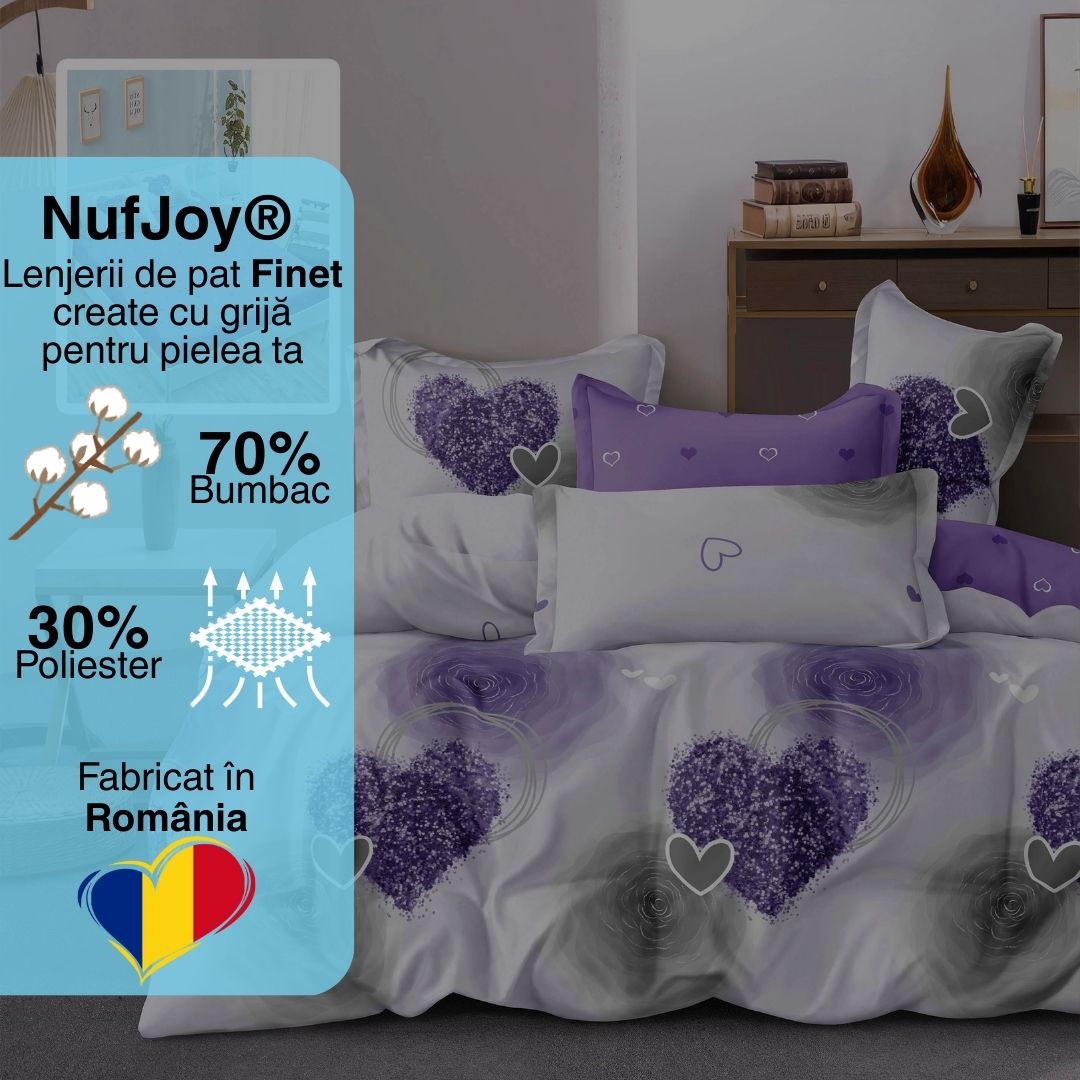 Lenjerie pat dublu Bumbac Finet Gros 6 piese Cearsaf cu elastic universal pentru saltea 160×200/180×200 cm Ralex Pucioasa TANIA-VH