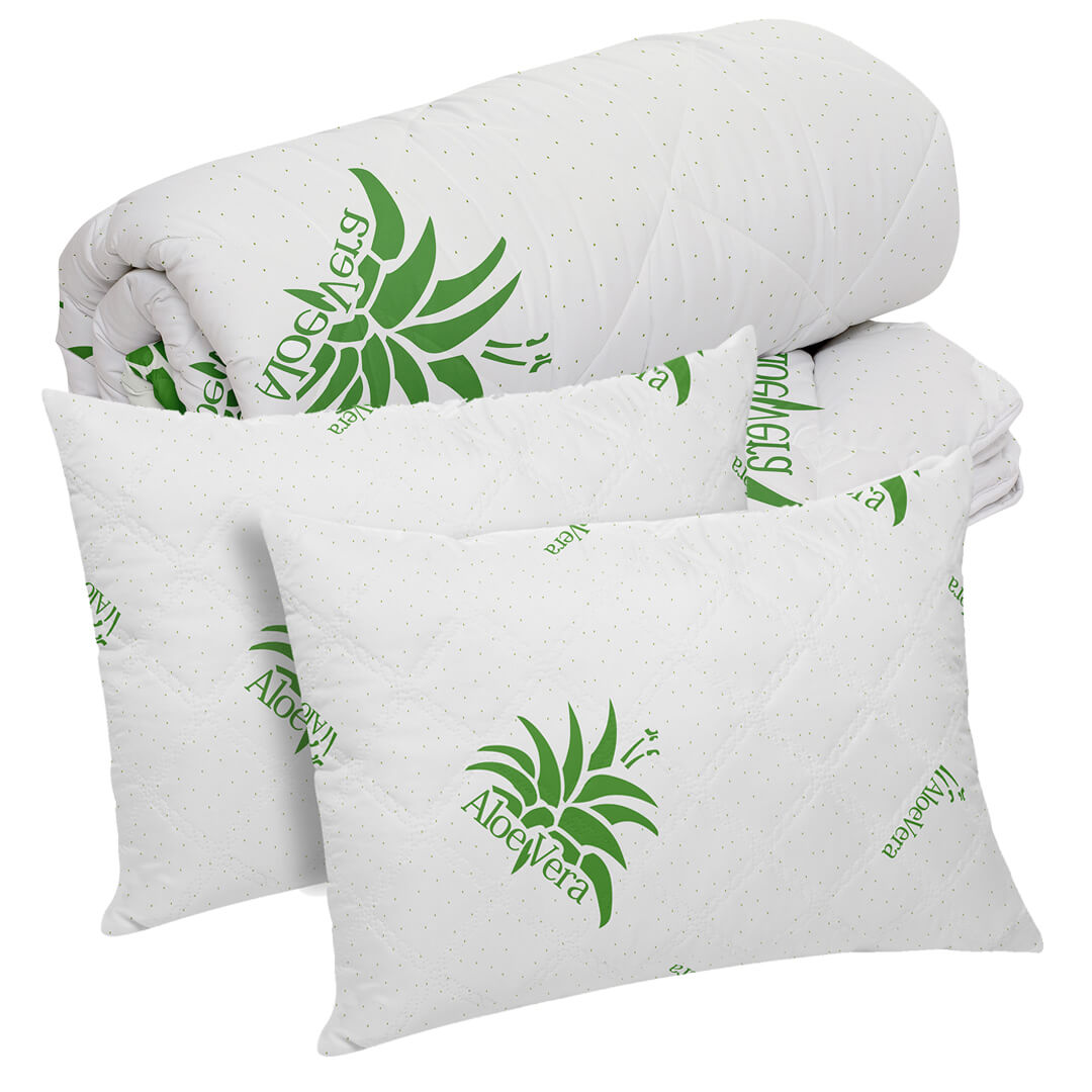 Set Pilota Matlasata Alcam 200×220 cm si 2 Perne 50×70 cm Aloe Vera