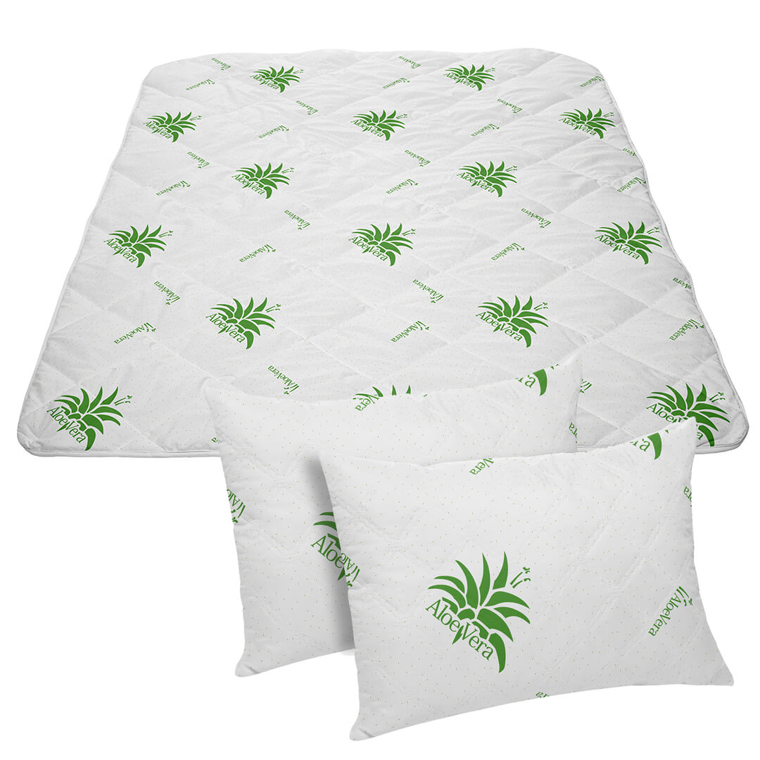 Set Pilota Matlasata Alcam 200×220 cm si 2 Perne 50×70 cm Aloe Vera
