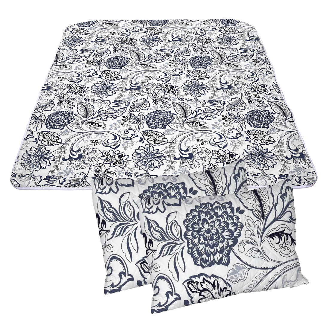 Set 2 Pilote Matlasate Alcam 200×220 cm si 4 Perne 50×70 cm Azur