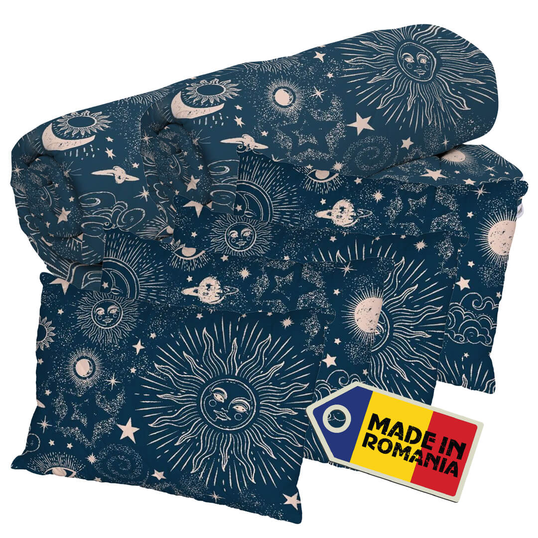 Set 2 Pilote Matlasate Alcam 200x220 cm si  4 Perne 50x70 cm Constelatie