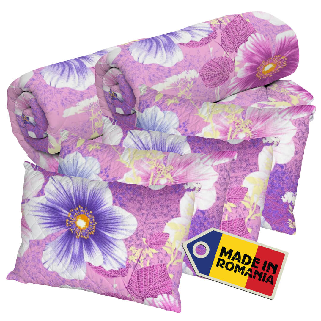 Set 2 Pilote Matlasate Alcam 200x220 si 4 Perne 50x70  cm Anemona