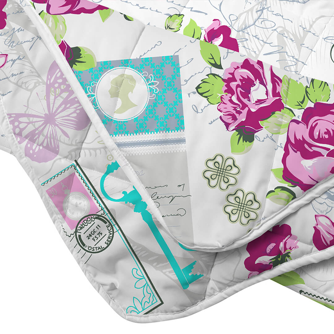 Set 2 Pilote Matlasate Alcam 200x220  cm si 4 Perne 50x70 cm Roses