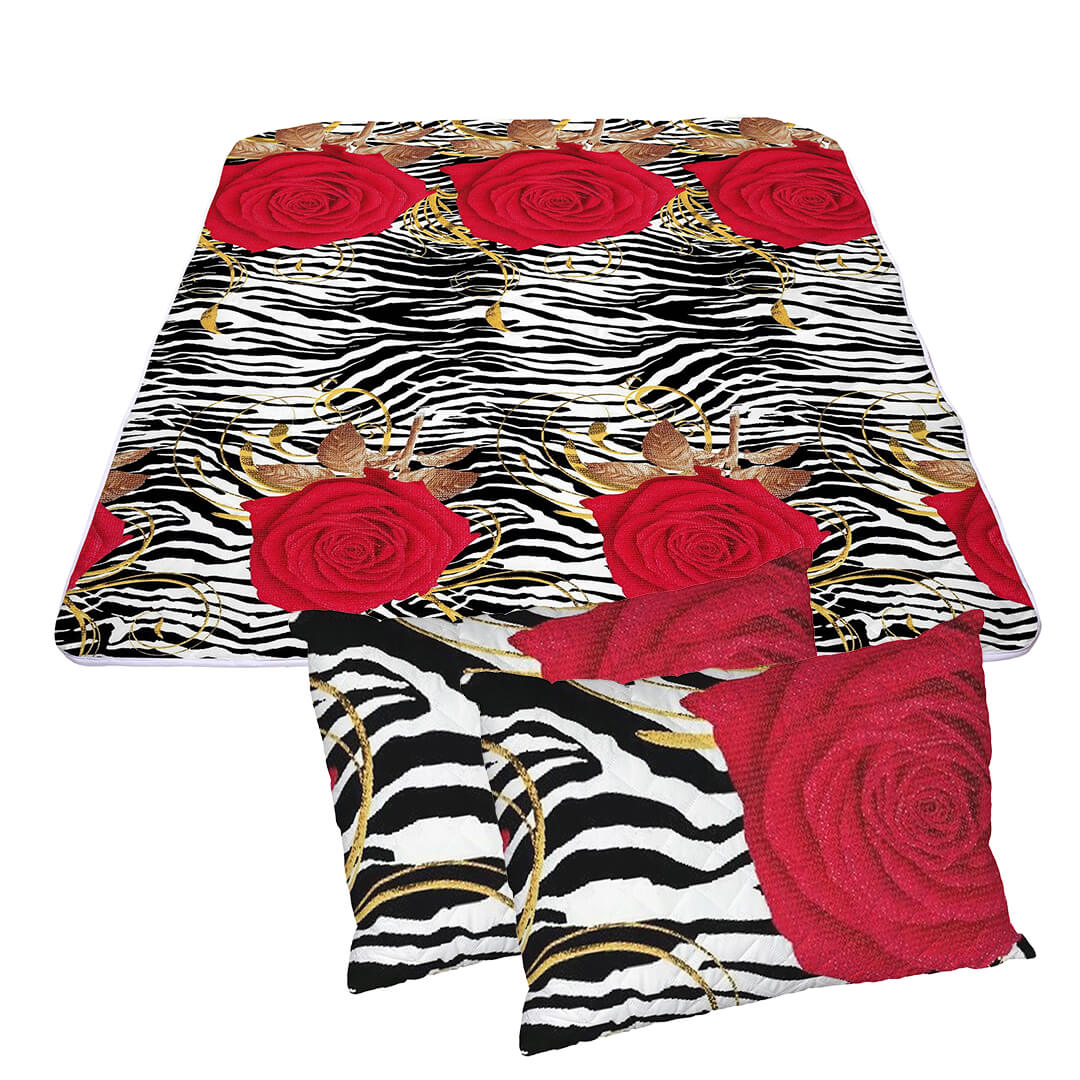 Set Pilota Matlasata Alcam 200×220 cm si 2 Perne 50×70 cm Zebra
