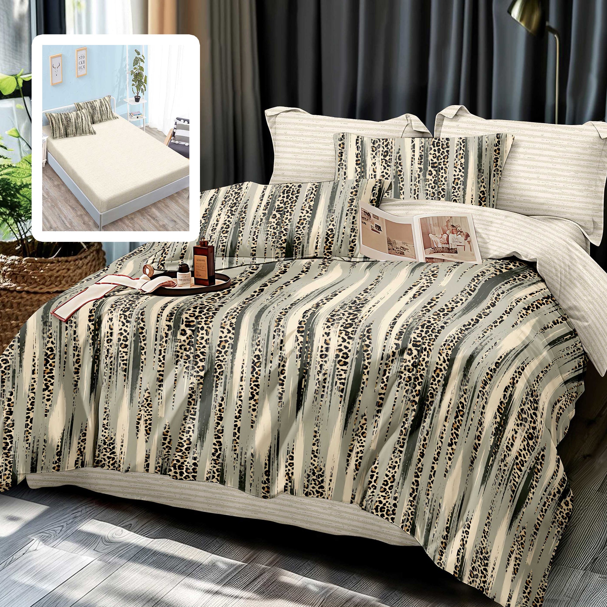 Lenjerie pat dublu Bumbac Finet Gros 6 piese Cearsaf cu elastic saltea 160x200 cm sau 180x200 cm Ralex Pucioasa ALMA-VH