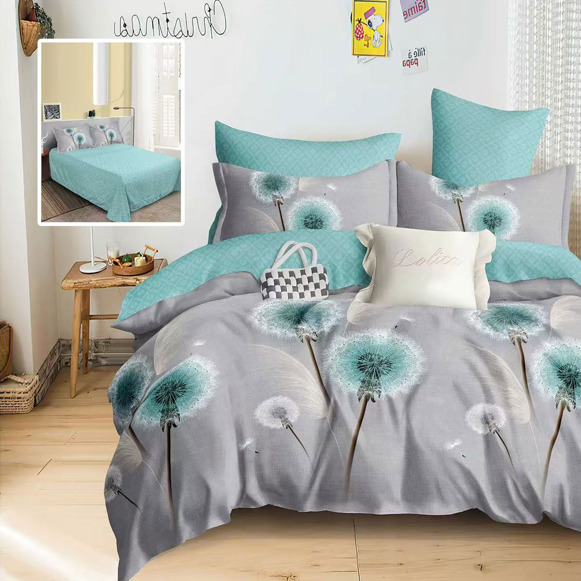 Lenjerie pat dublu Bumbac Finet Gros 6 piese Ralex Pucioasa cearceaf pat 220x240 cm, cearceaf pilota 200x220 cm, 2 fete perna 70x70 cm, 2 fete perna 50x70 cm HAILEY
