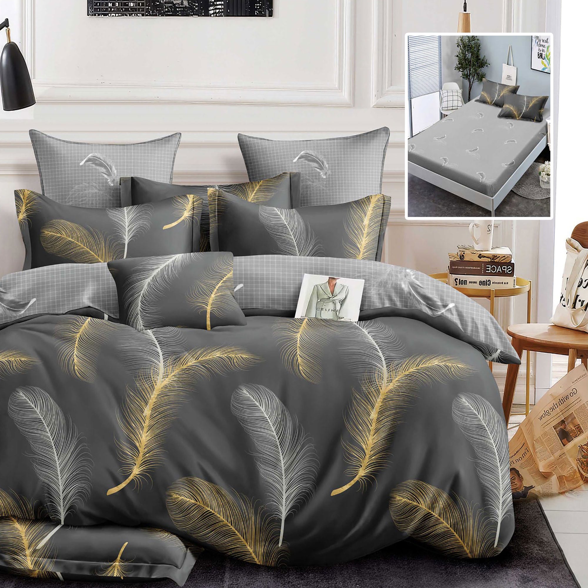 Lenjerie pat dublu Bumbac Finet Gros 6 piese Cearsaf cu elastic saltea 160x200 cm sau 180x200 cm Ralex Pucioasa KYMBERLY-VH