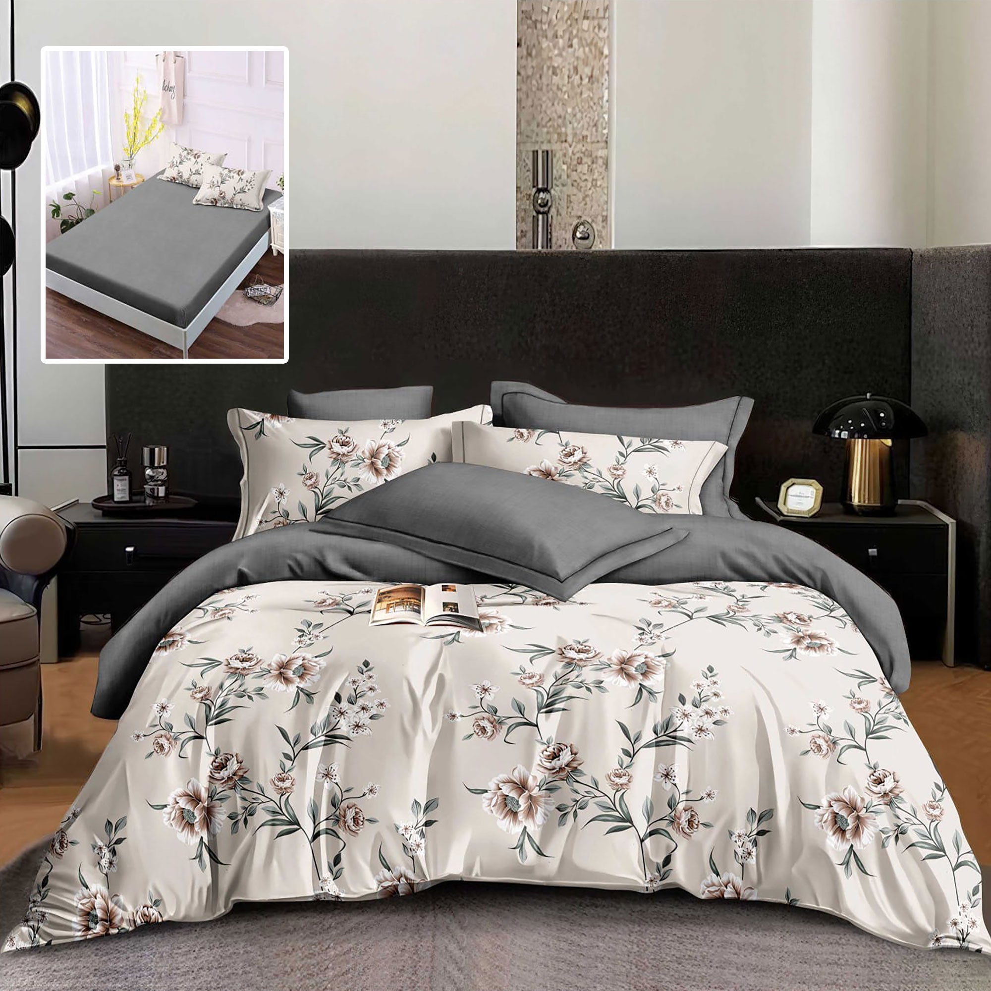 Lenjerie pat dublu Bumbac Finet Gros 6 piese Cearsaf cu elastic saltea 160×200 cm sau 180×200 cm Ralex Pucioasa MIA-VH