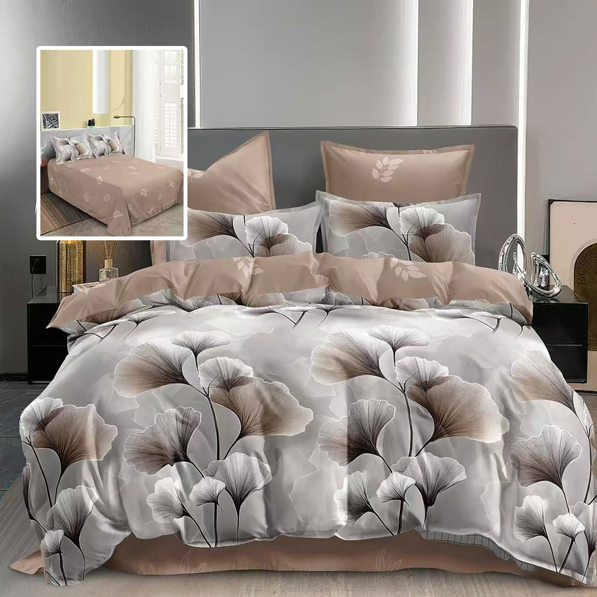 Lenjerie pat dublu Bumbac Finet Gros 6 piese Ralex Pucioasa cearceaf pat 220x240 cm, cearceaf pilota 200x220 cm, 2 fete perna 70x70 cm, 2 fete perna 50x70 cm SKYLAR