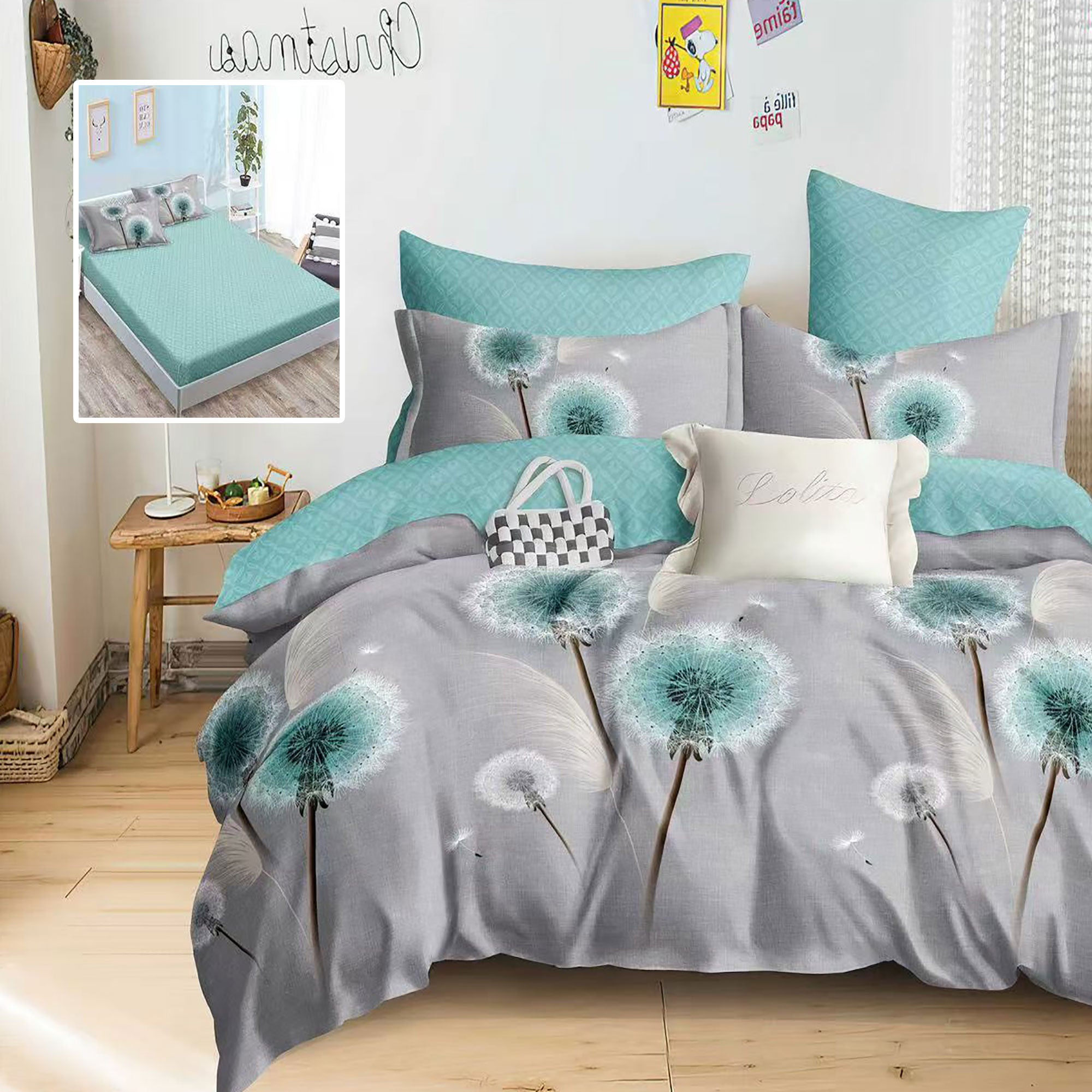 Lenjerie pat dublu Bumbac Finet Gros 6 piese Cearsaf cu elastic universal pentru saltea 160×200/180×200 cm Ralex Pucioasa HAILEY-VH