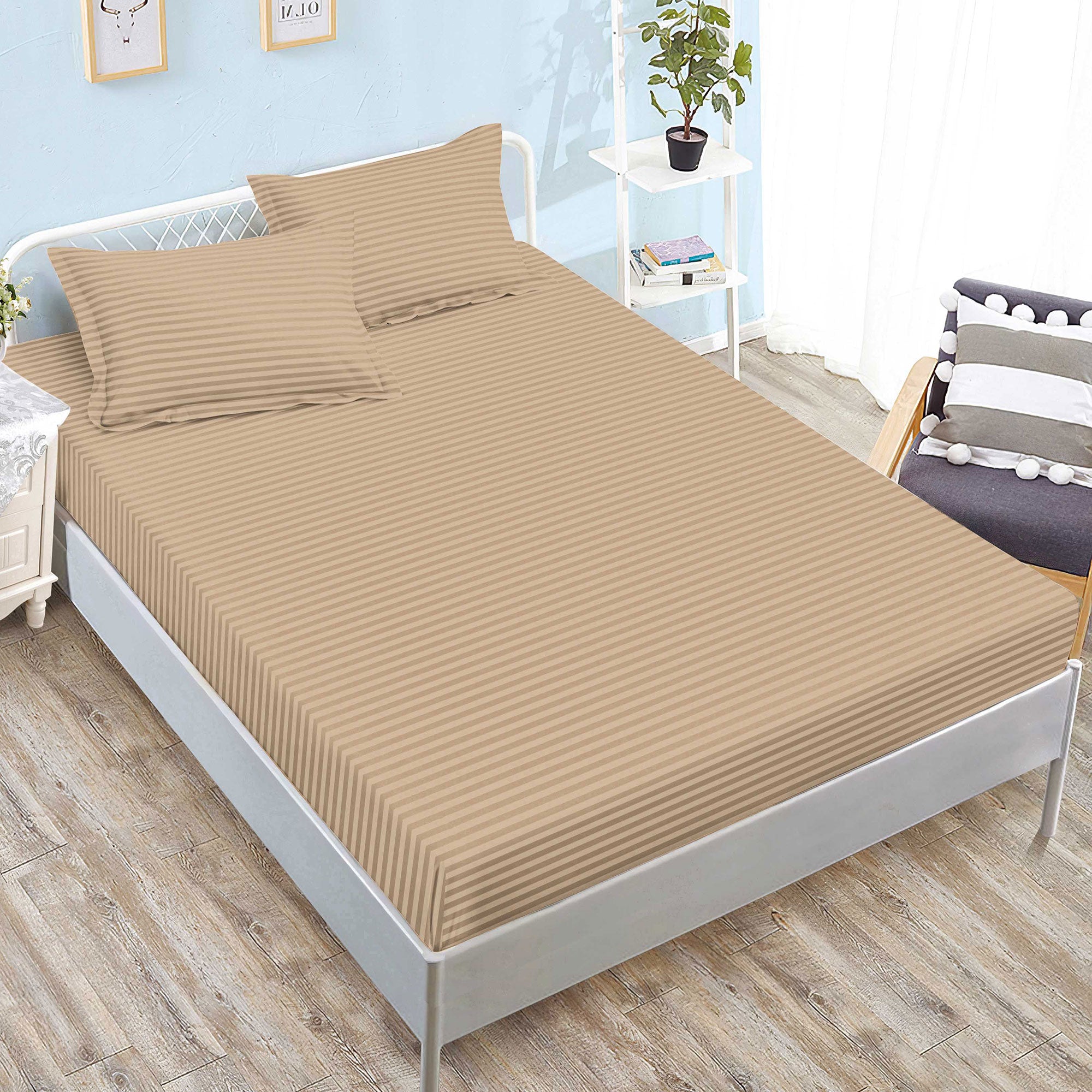 Set husa/cearceaf de pat cu elastic Damasc Policoton rALEX pUCIOASA, universal pentru saltea 160x200/180x200 cm si 2 fete perna 50x70 cm Mustar
