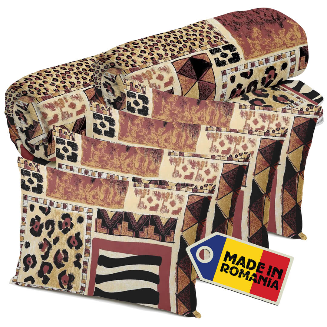 Set 2 Pilote Matlasate Alcam 200x220 cm si 4 Perne 50x70 cm Sahara