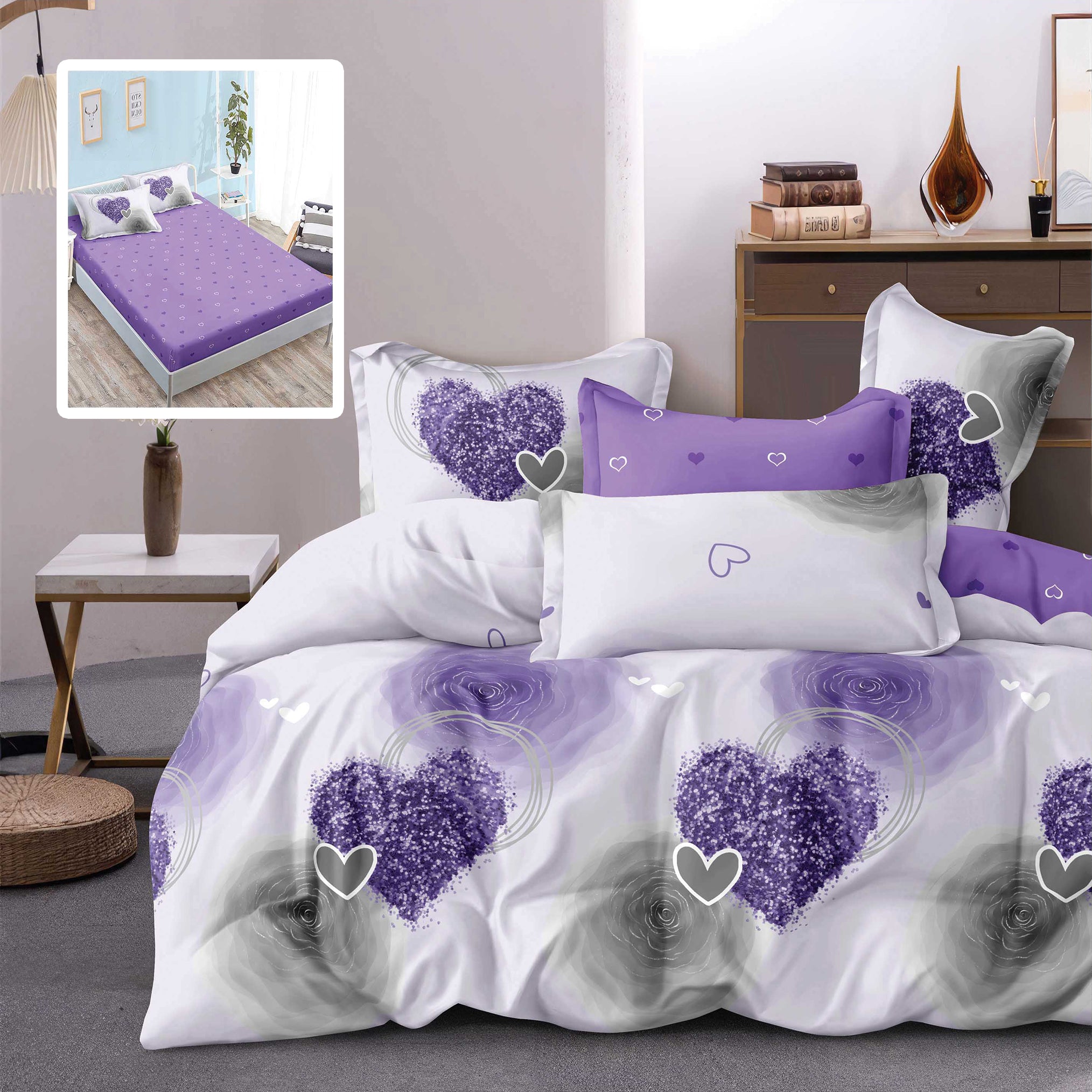 Lenjerie pat dublu Bumbac Finet Gros 6 piese Cearsaf cu elastic universal pentru saltea 160×200/180×200 cm Ralex Pucioasa TANIA-VH