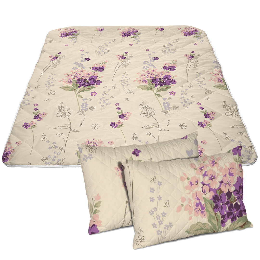Set Pilota Matlasata Alcam 200×220 cm si 2 Perne 50×70 cm Violet